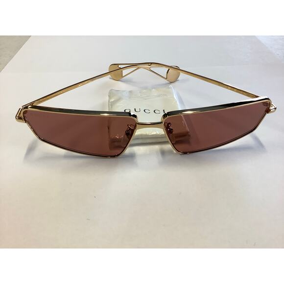 Gucci Women's Gold Red Cat Eye Rectangular Sunglasses Made in Italy K27-17 - Picture 2 of 9